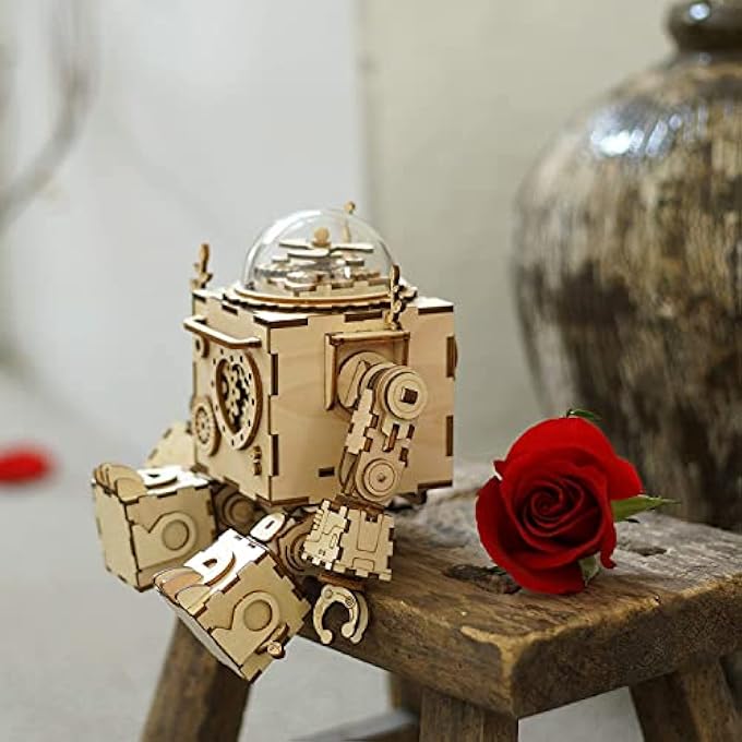 ORPHEUS ROBOT 3D PUZZLE MUSIC BOX WOODEN CRAFT KIT ROBOT MACHINARIUM LASER CUT CRAFT TOY WITH LIGHT - Image 3